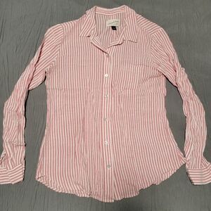 Universal Thread Women's Pink Striped Button-Up Shirt